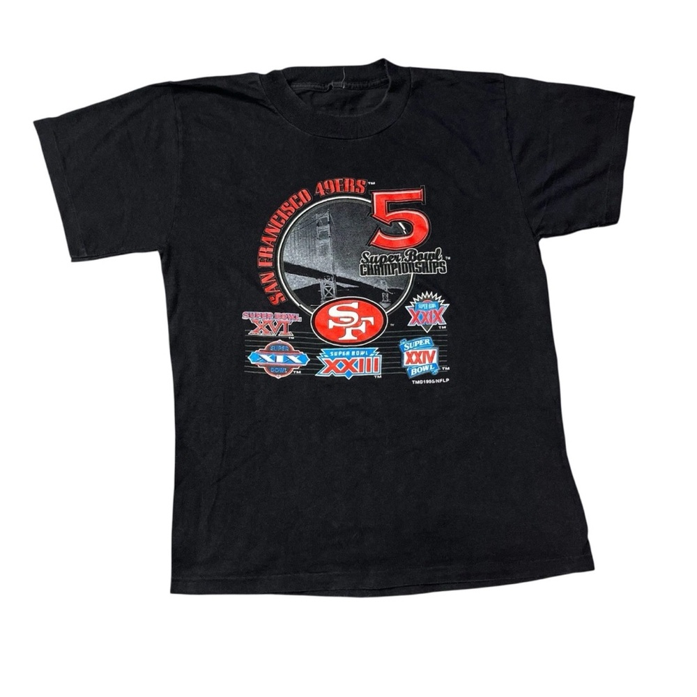 Vintage 1995 San Francisco 49ers NFL Super Bowl T Shirt Black
